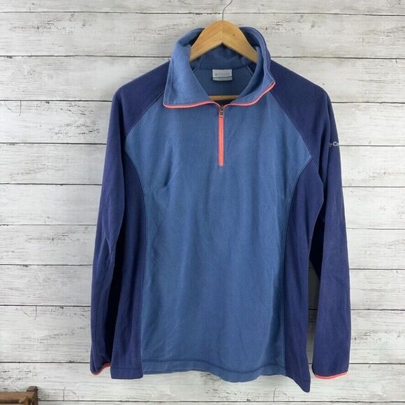 Columbia Women's Blue‎ Purple Fleece 1/4 Zip Up pullover lightweight Size Large - Picture 1 of 9
